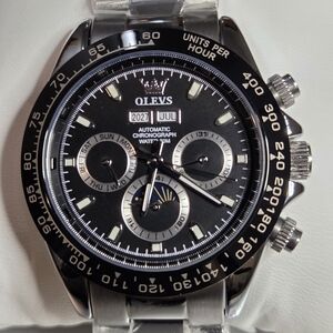 OLEVS Black Chronograph Automatic Men's Watch